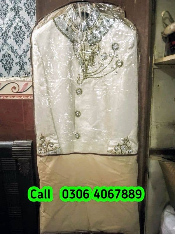 Sherwani dulha dress white cream color new fashion design o 2