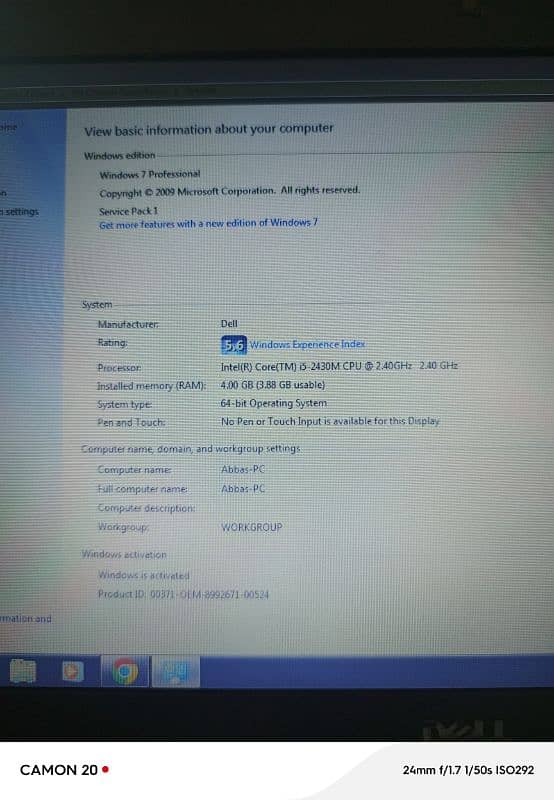 Dell Core i5 2nd Generation Ram4GB+ Hard300GB 3