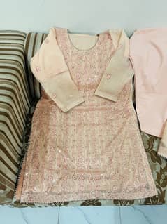 khaddi cotton peach color dress 0