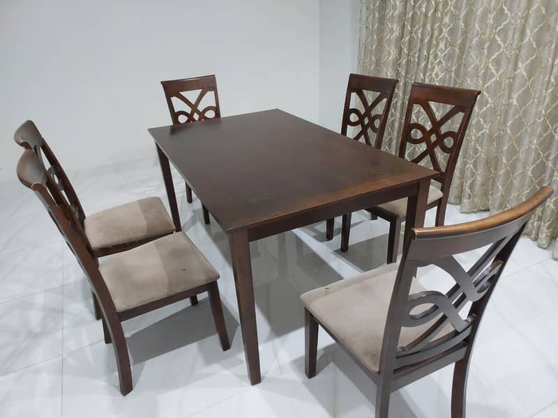 Used dining table with 6 chairs (wooden) 1