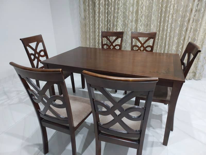 Used dining table with 6 chairs (wooden) 2