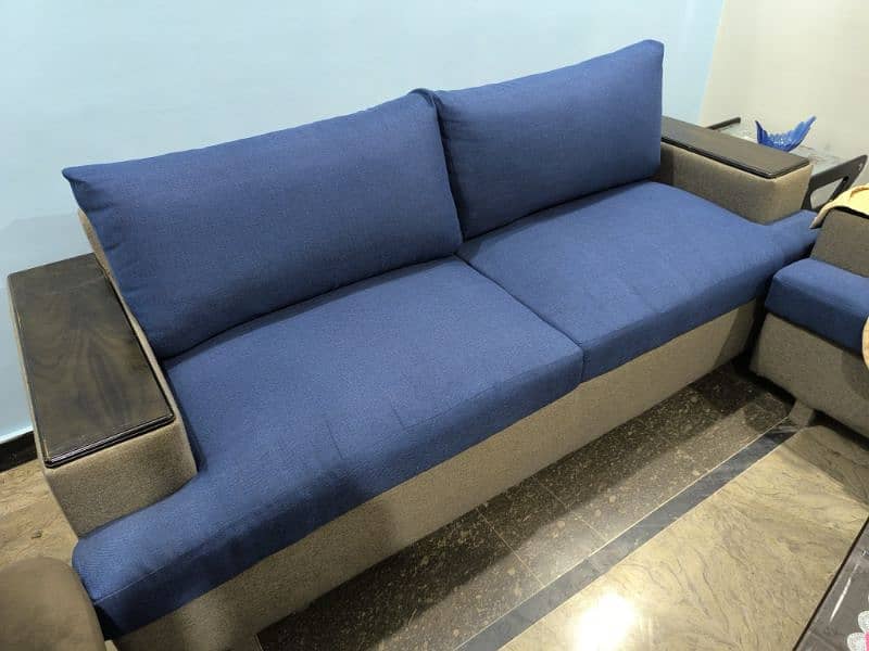 7 Seater Sofa Set Grey & Blue 7