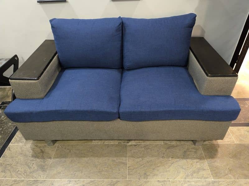 7 Seater Sofa Set Grey & Blue 11