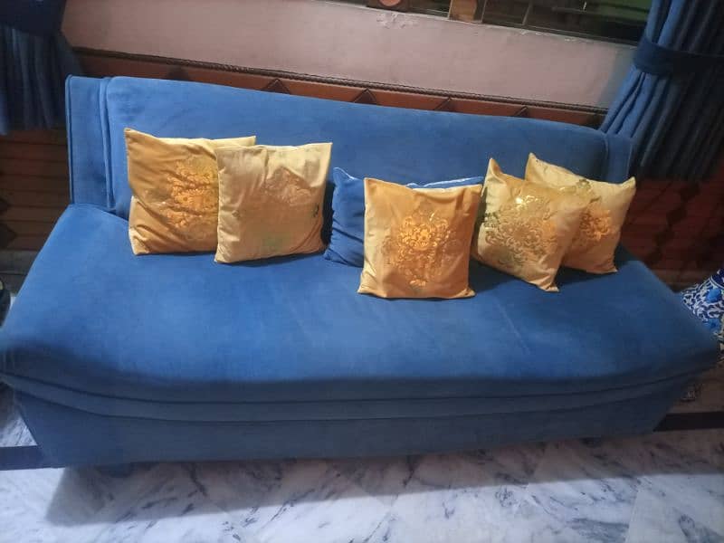 used blue clr sofa set 3