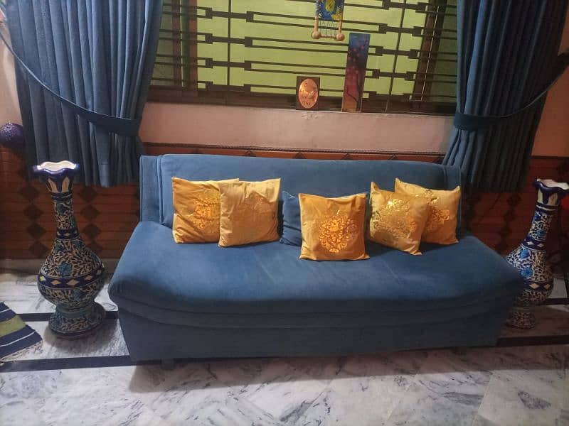 used blue clr sofa set 4