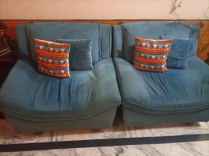 used blue clr sofa set 5