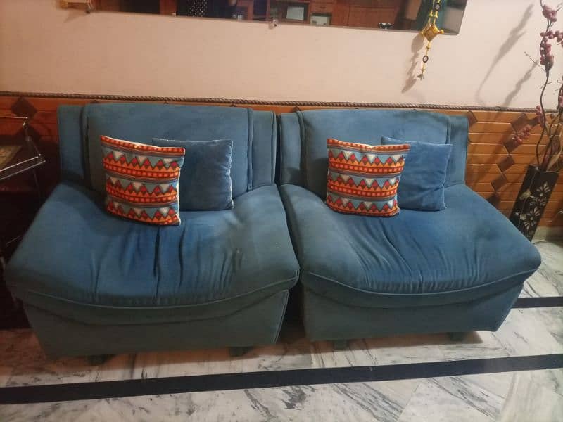 used blue clr sofa set 6