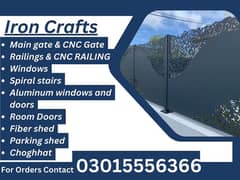 Main Gates,Glass & steel Railings, CNC Designs ,Aluminum windows,