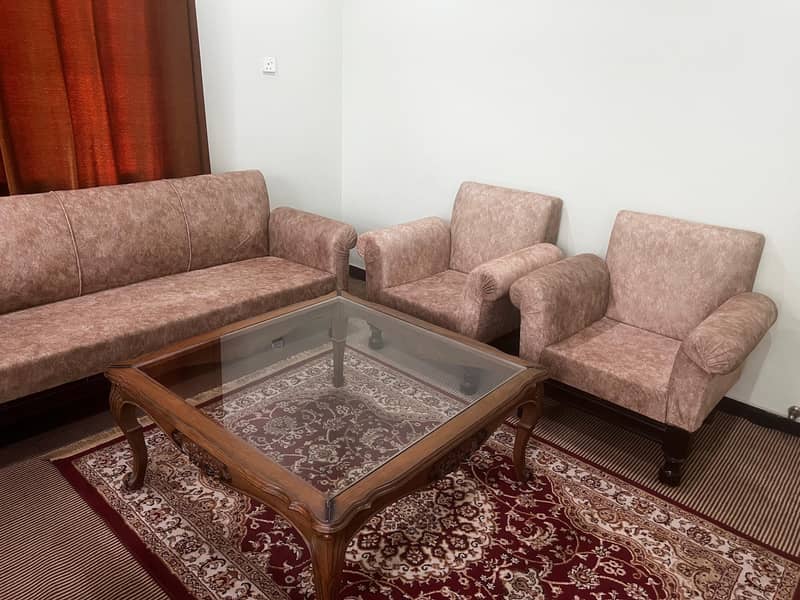 5 seater sofa set with a glass top table made of pure sheesham wood 0