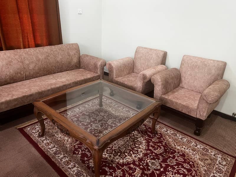 5 seater sofa set with a glass top table made of pure sheesham wood 3