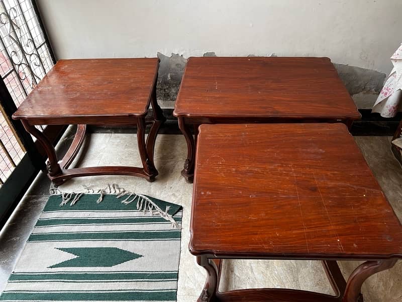 Solid Wood Center Table Set 2