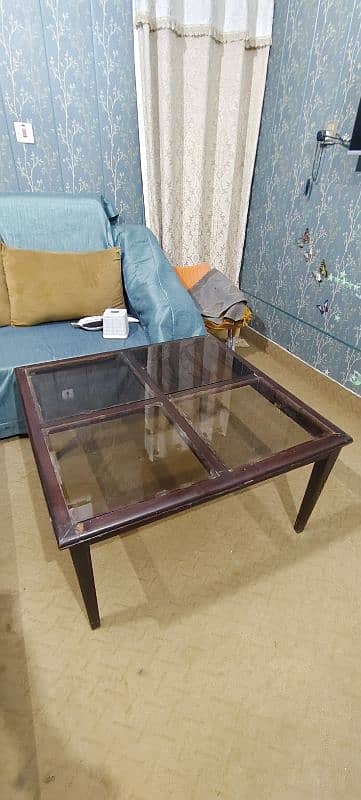 sofa table wooden with 4 Mirrors 1