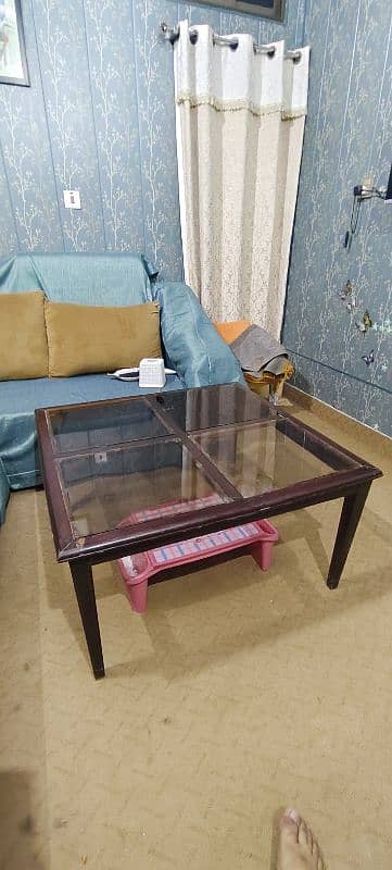 sofa table wooden with 4 Mirrors 3