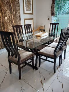 Glass Top Dining Table With 6 chairs