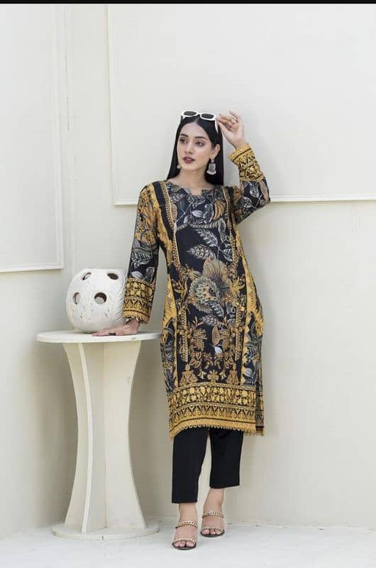 2Pcs Women's unstitched Linen Printed Suit 2