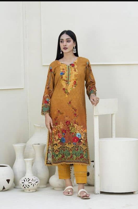 2Pcs Women's unstitched Linen Printed Suit 10