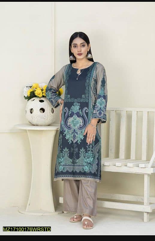 2Pcs Women's unstitched Linen Printed Suit 12