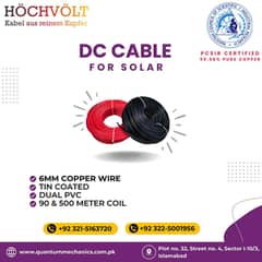 DC Solar Wire 6mm tin copper cable 99.98% Pure PCSIR Certified 1500V