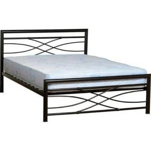 iron and steel bed with sidetables 0