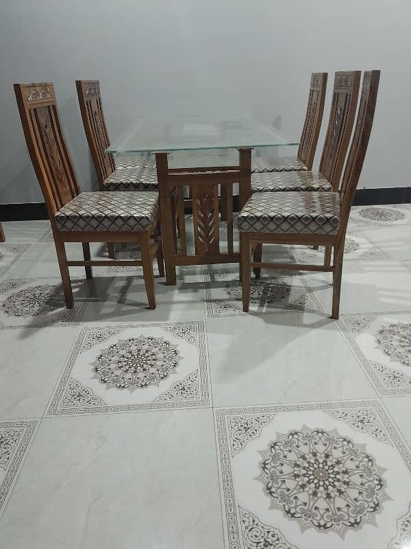 wooden dining table with glass top 2