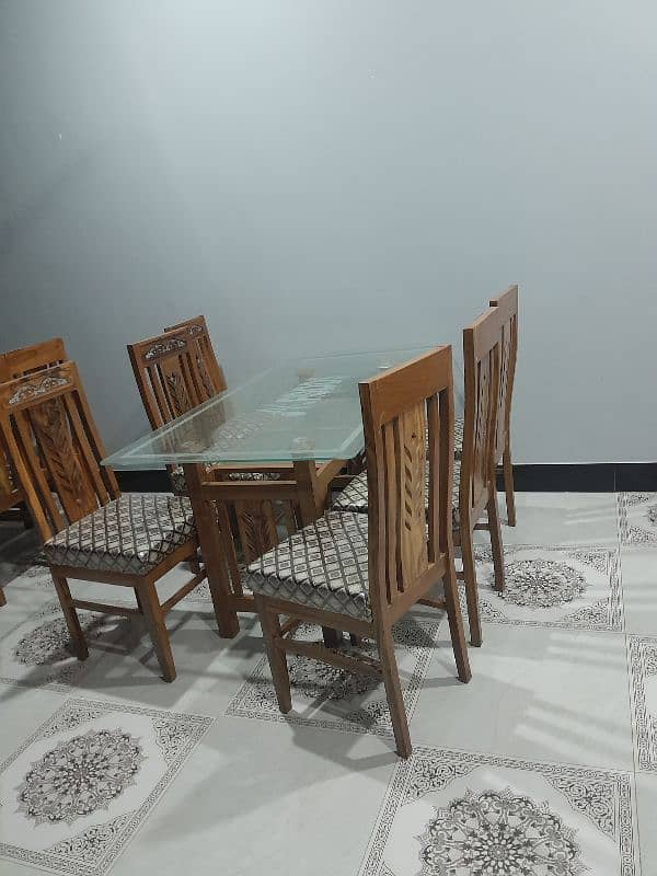 wooden dining table with glass top 3