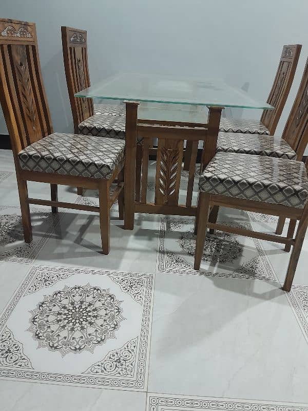 wooden dining table with glass top 4