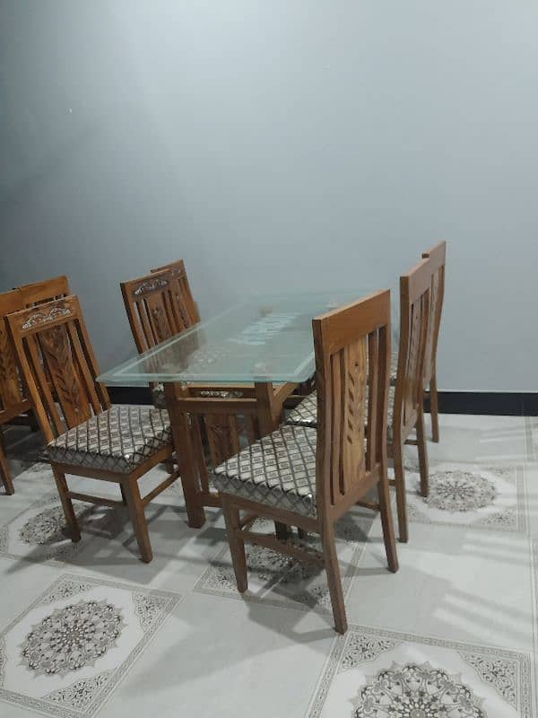 wooden dining table with glass top 5