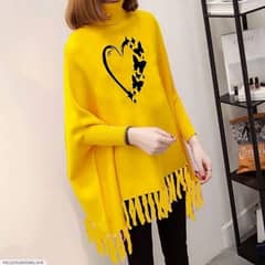 Women;s Fleece Heart printed poncho Cape Shawel