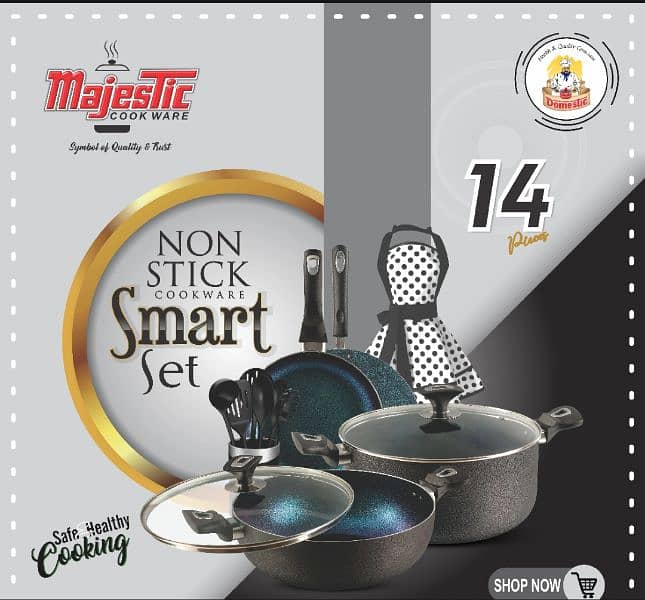 Original majestic 14pcs non stick and original salina lawn 3pc 0