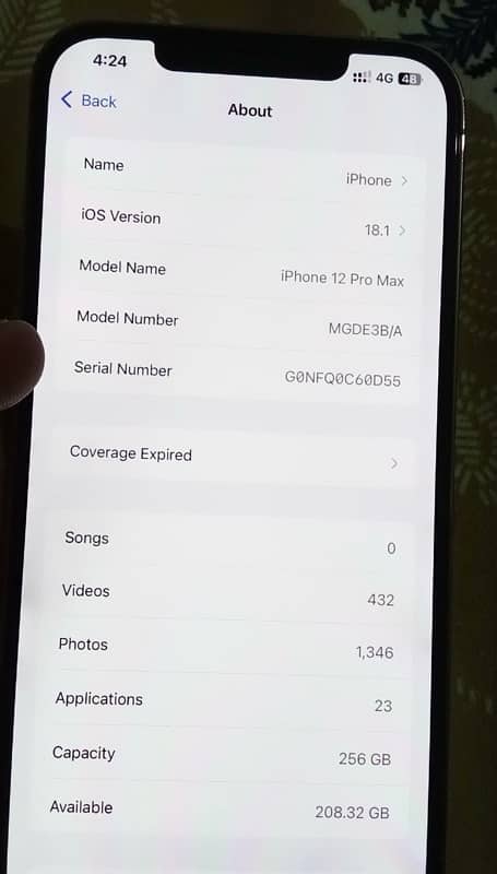 I phone 12 pro max PTA approved 256 Gb 2