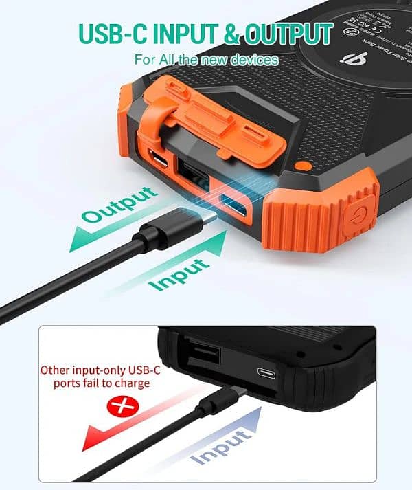 solar power Bank and wireless charging with torch 6