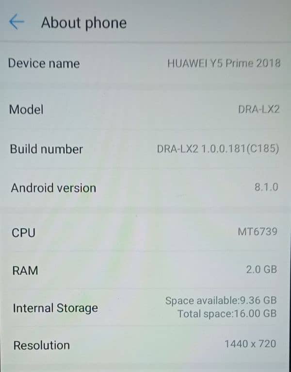 Huawei Y5 Prime 2/16. 9