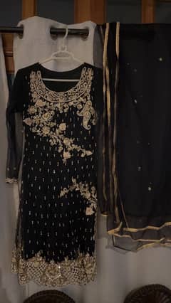 black embroidered formal wedding dress