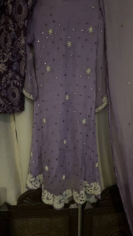 wedding embroidered dress light purple lailac colour 2