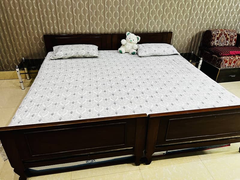 Versatile Wooden Bed Set with Mattresses & Single Sofa Type Seating 0