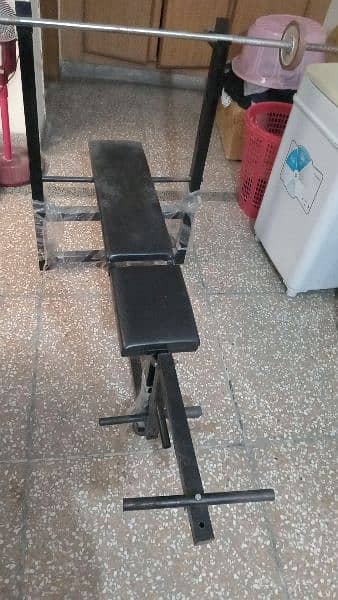 gym benchpress, barbell and 6kg weight plates for sale 1