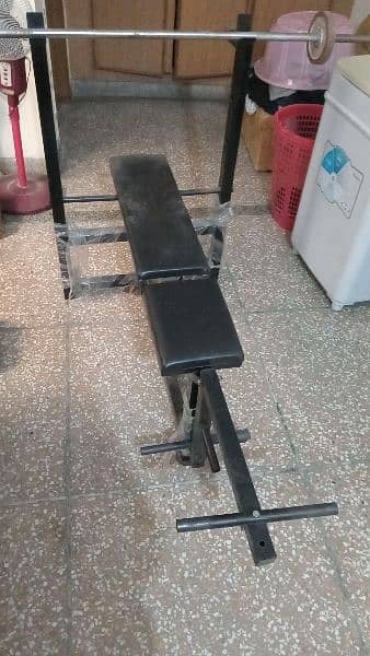 gym benchpress, barbell and 6kg weight plates for sale 3