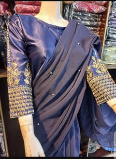 1 pic women,s chiffon embroidered stictched saree