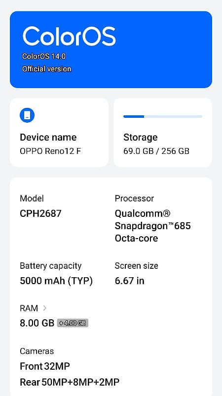 oppo Reno 12f 8+8 256gb 4