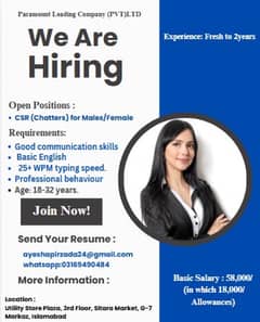 HIRING ALERT Customer Servive representative (CSR)