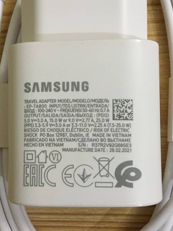 Samsung Original 25w USB-C Power Adapter With Box Plug Cable 2