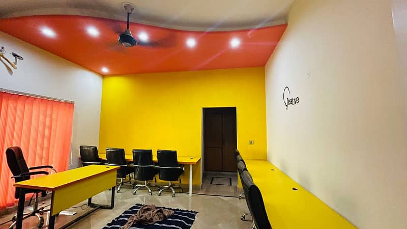 furnish Office for rent in gulberg for (Call center + Software house + Marketing office and other setup as you want) 1