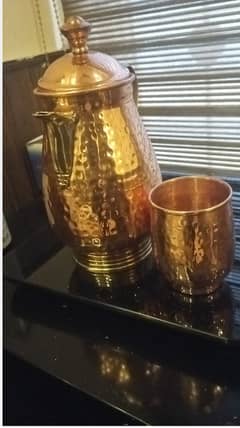 Pure copper jug and glass