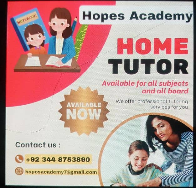 home tutor available in Islamabad in reasonable fee 0