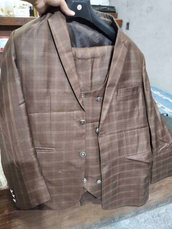 3 piece pent coat brown colour check design 0