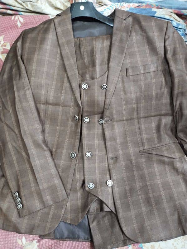 3 piece pent coat brown colour check design 1