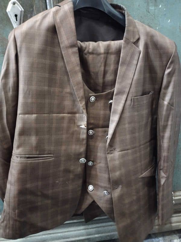 3 piece pent coat brown colour check design 2