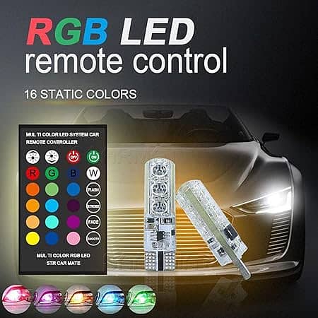 Rgb Multicolor Led Bulbs Remote Control  Lights For Car & Bike 0