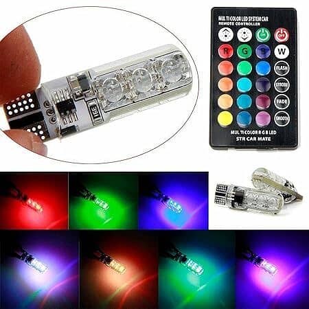 Rgb Multicolor Led Bulbs Remote Control  Lights For Car & Bike 1