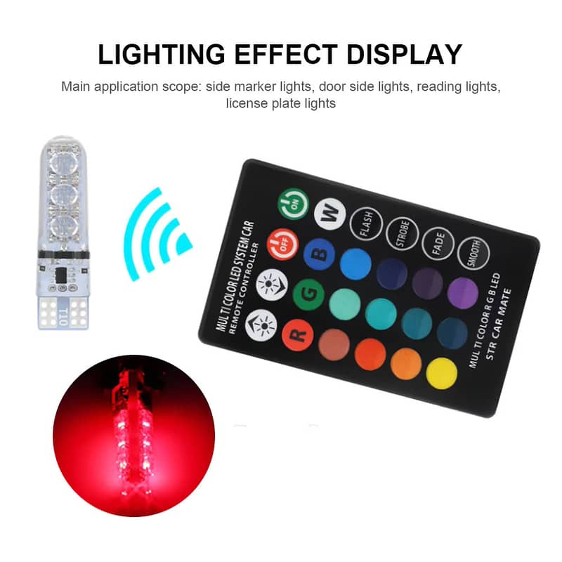 Rgb Multicolor Led Bulbs Remote Control  Lights For Car & Bike 5